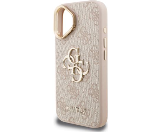 Guess PU 4G Metal Logo Stand Camera Frame Case Aizsargapvalks priekš iPhone 16 / rozā Neoriģinālie Maciņi