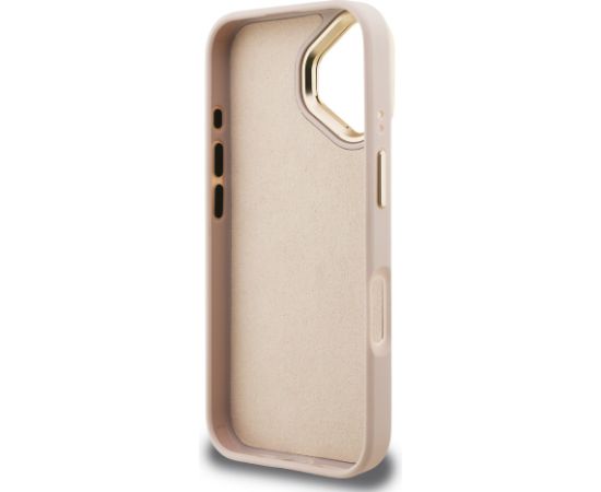 Guess PU 4G Metal Logo Stand Camera Frame Case Aizsargapvalks priekš iPhone 16 / rozā Neoriģinālie Maciņi