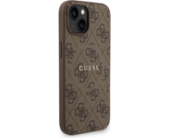Guess PU Leather 4G Colored Ring Strap MagSafe Case Aizsargapvalks priekš iPhone 15 / brūns Neoriģinālie Maciņi