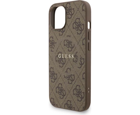 Guess PU Leather 4G Colored Ring Strap MagSafe Case Aizsargapvalks priekš iPhone 15 / brūns Neoriģinālie Maciņi
