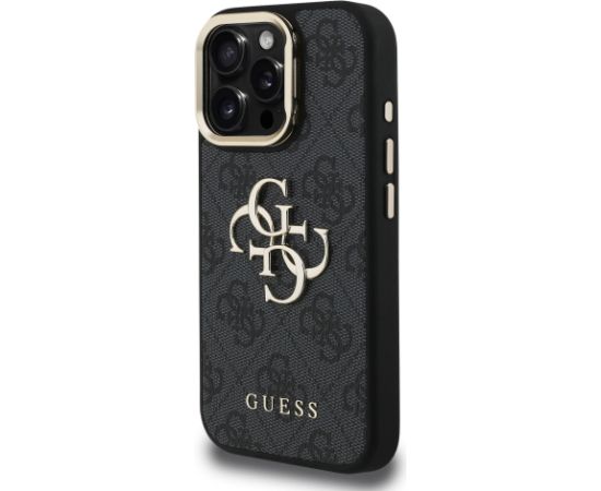 Guess PU 4G Metal Logo Stand Camera Frame Case Защитный чехол для iPhone 16 Pro Max / чёрный Чехлы - альтернативные