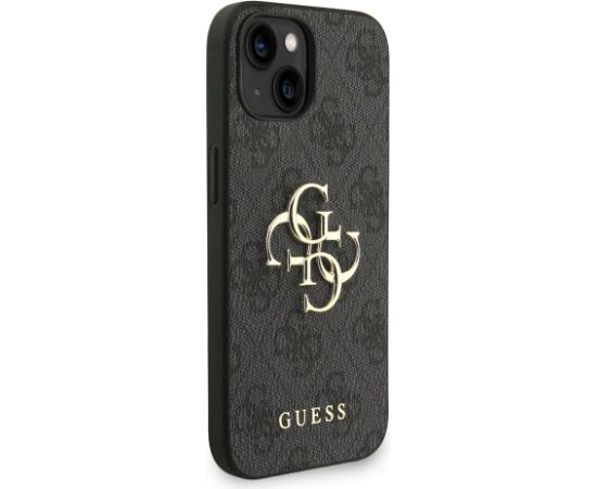 Guess PU 4G Metal Logo Strap Case Aizsargapvalks priekš iPhone 15 / melns Neoriģinālie Maciņi