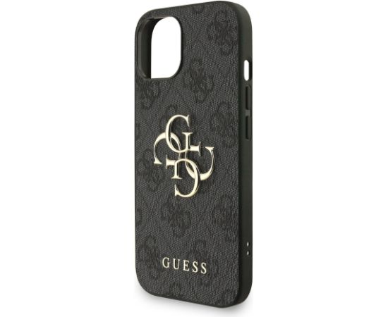 Guess PU 4G Metal Logo Strap Case Aizsargapvalks priekš iPhone 15 / melns Neoriģinālie Maciņi