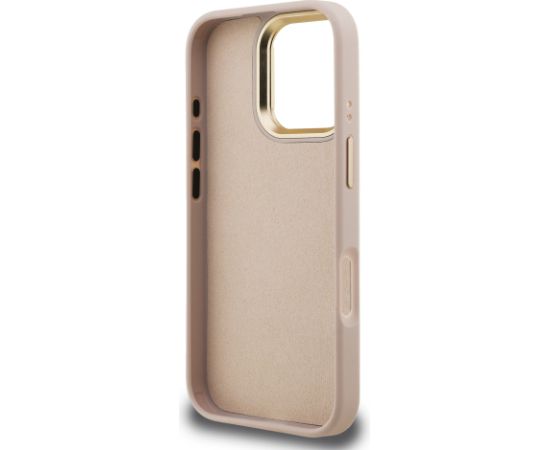 Guess PU 4G Metal Logo Stand Camera Frame Case Aizsargapvalks priekš iPhone 16 Pro / rozā Neoriģinālie Maciņi