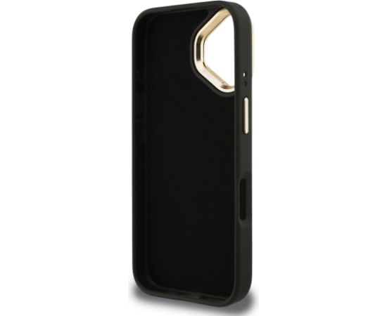 Guess PU 4G Metal Logo Stand Camera Frame Case Aizsargapvalks priekš iPhone 16 / melns Neoriģinālie Maciņi