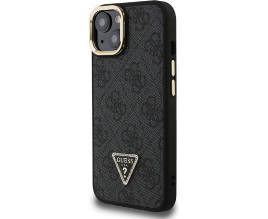 Guess PU 4G Strass Triangle Logo Stand Camera Frame MagSafe Case Защитный чехол для iPhone 14 / чёрный Чехлы - альтернативные