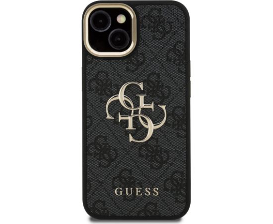 Guess PU 4G Metal Logo Stand Camera Frame Case Aizsargapvalks priekš iPhone 13 / melns Neoriģinālie Maciņi