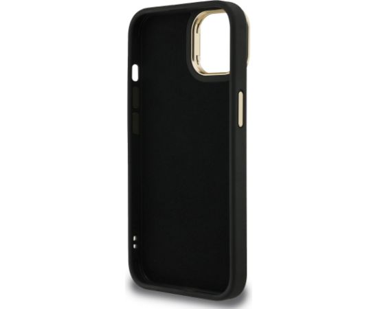 Guess PU 4G Metal Logo Stand Camera Frame Case Aizsargapvalks priekš iPhone 13 / melns Neoriģinālie Maciņi