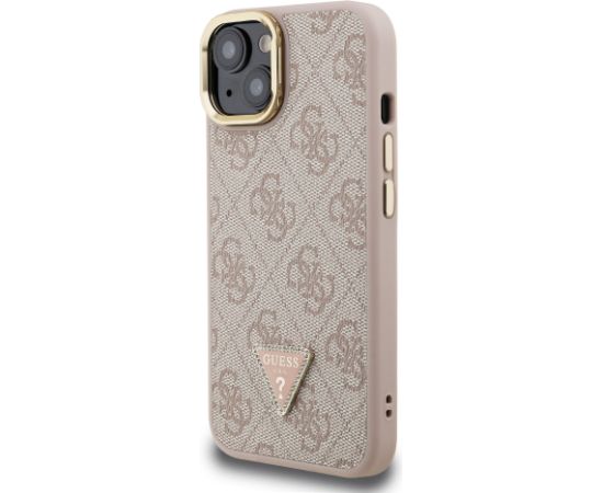 Guess PU 4G Strass Triangle Logo Stand Camera Frame MagSafe Case Защитный чехол для iPhone 13 / розовый Чехлы - альтернативные