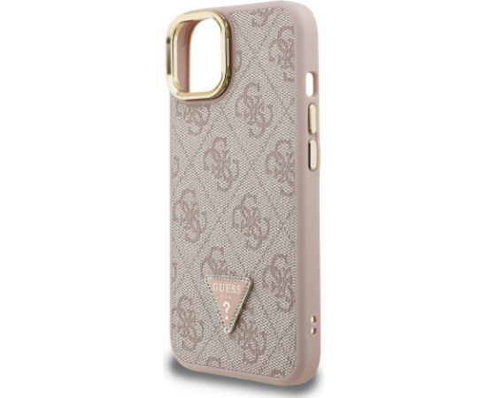 Guess PU 4G Strass Triangle Logo Stand Camera Frame MagSafe Case Защитный чехол для iPhone 14 / розовый Чехлы - альтернативные