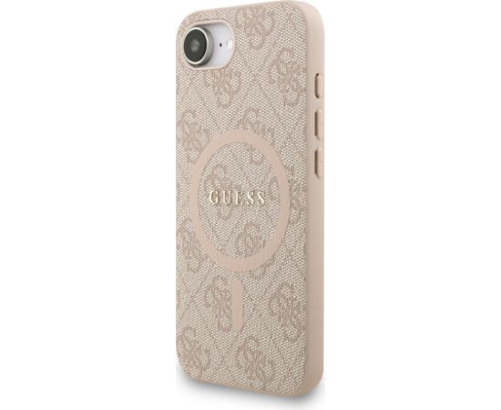 Guess PU Leather 4G Colored Ring Strap MagSafe Case Aizsargapvalks priekš iPhone 16e / rozā Neoriģinālie Maciņi