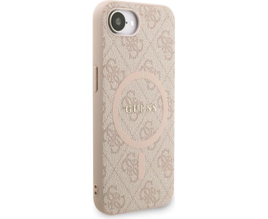 Guess PU Leather 4G Colored Ring Strap MagSafe Case Aizsargapvalks priekš iPhone 16e / rozā Neoriģinālie Maciņi
