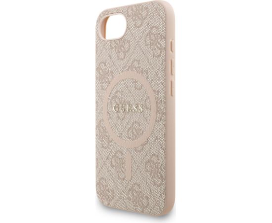 Guess PU Leather 4G Colored Ring Strap MagSafe Case Aizsargapvalks priekš iPhone 16e / rozā Neoriģinālie Maciņi
