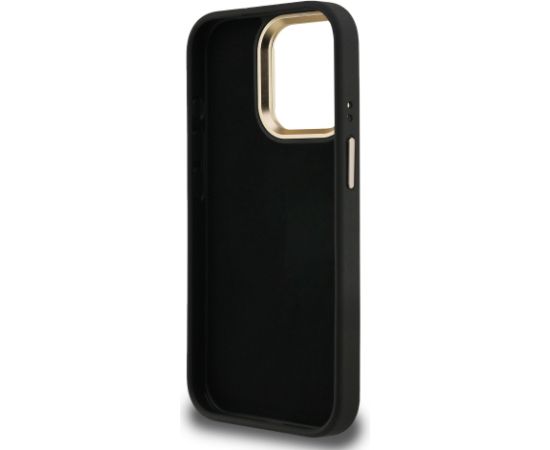 Guess PU 4G Metal Logo Stand Camera Frame Case Aizsargapvalks priekš iPhone 15 Pro Max / melns Neoriģinālie Maciņi