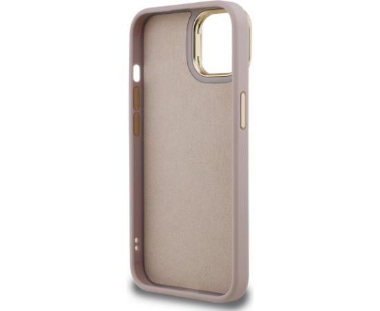 Guess PU 4G Metal Logo Stand Camera Frame Case Aizsargapvalks priekš iPhone 14 / rozā Neoriģinālie Maciņi