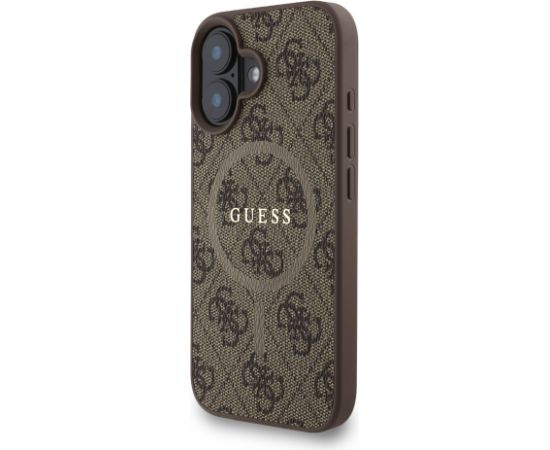 Guess PU Leather 4G Colored Ring Strap MagSafe Case Aizsargapvalks priekš iPhone 16 / brūns Neoriģinālie Maciņi
