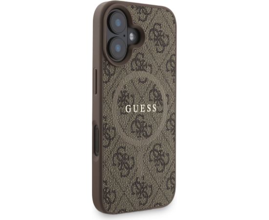 Guess PU Leather 4G Colored Ring Strap MagSafe Case Aizsargapvalks priekš iPhone 16 / brūns Neoriģinālie Maciņi