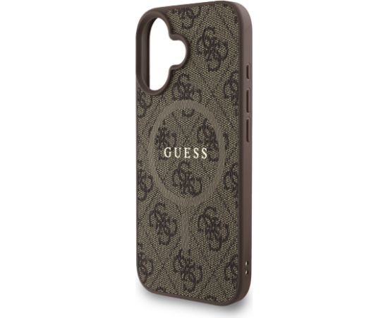 Guess PU Leather 4G Colored Ring Strap MagSafe Case Aizsargapvalks priekš iPhone 16 / brūns Neoriģinālie Maciņi