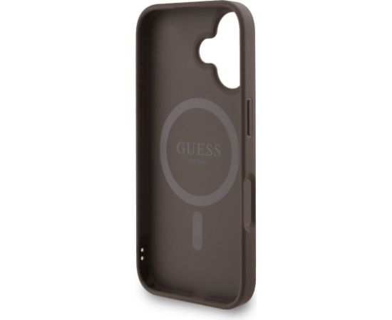 Guess PU Leather 4G Colored Ring Strap MagSafe Case Aizsargapvalks priekš iPhone 16 / brūns Neoriģinālie Maciņi