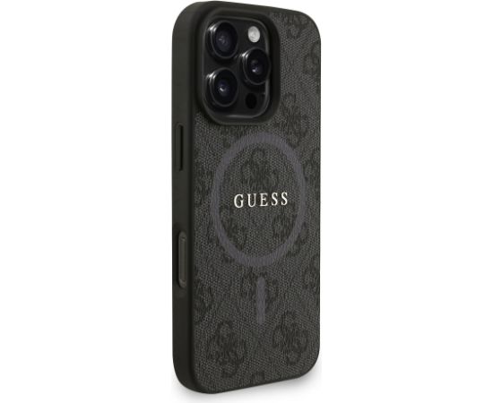 Guess PU Leather 4G Colored Ring Strap MagSafe Case Aizsargapvalks priekš iPhone 16 Pro / melns Neoriģinālie Maciņi