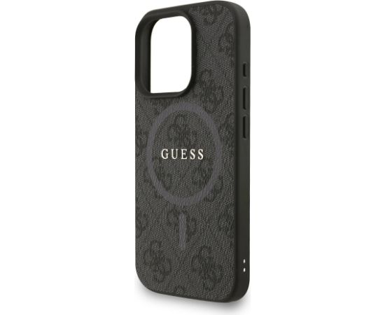 Guess PU Leather 4G Colored Ring Strap MagSafe Case Aizsargapvalks priekš iPhone 16 Pro / melns Neoriģinālie Maciņi