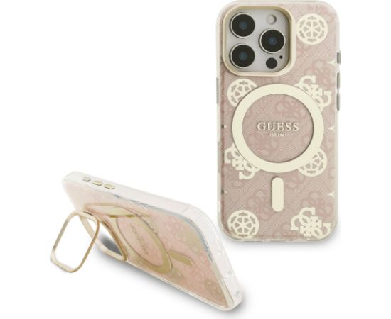 Guess PC/TPU Electroplated Stand Camera Frame MagSafe Case with Interchangeable Backgrounds for iPhone 16 / Pro Neoriģinālie Maciņi