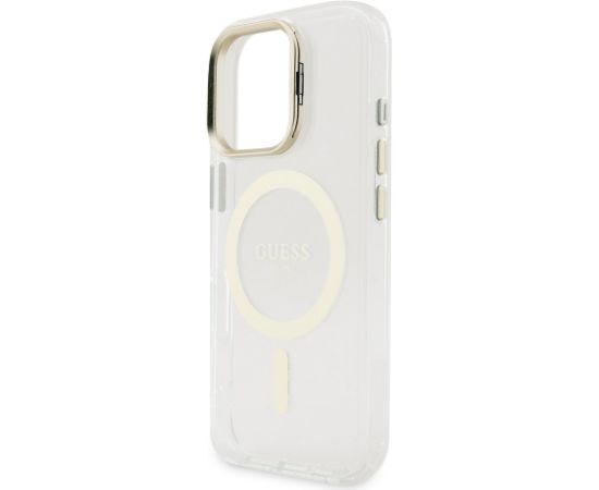 Guess PC/TPU Electroplated Stand Camera Frame MagSafe Case with Interchangeable Backgrounds for iPhone 16 / Pro Neoriģinālie Maciņi