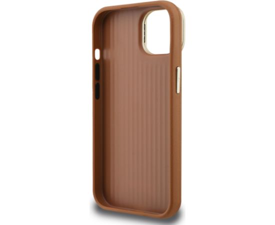 Guess PU Grained 4G Logo Stand Camera Frame Case Aizsargapvalks priekš iPhone 14 / brūns Neoriģinālie Maciņi