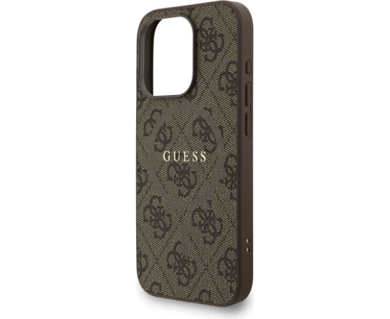 Guess PU Leather 4G Colored Ring Strap MagSafe Case Aizsargapvalks priekš iPhone 15 Pro Max / brūns Neoriģinālie Maciņi