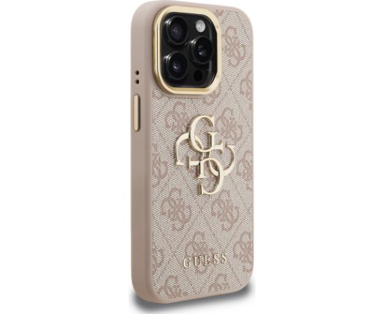 Guess PU 4G Metal Logo Stand Camera Frame Case Aizsargapvalks priekš iPhone 15 Pro / rozā Neoriģinālie Maciņi