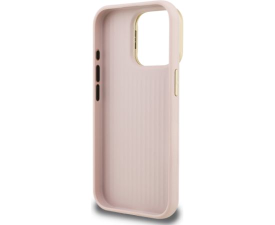 Guess PU Grained 4G Logo Stand Camera Frame Case Защитный чехол для iPhone 15 Pro Max / розовый Чехлы - альтернативные