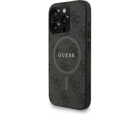 Guess PU Leather 4G Colored Ring Strap MagSafe Case Aizsargapvalks priekš iPhone 15 Pro Max / melns Neoriģinālie Maciņi