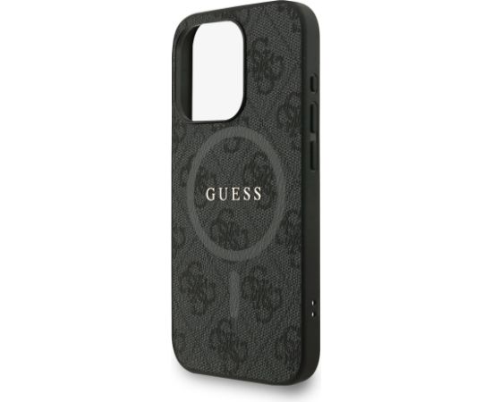 Guess PU Leather 4G Colored Ring Strap MagSafe Case Aizsargapvalks priekš iPhone 15 Pro Max / melns Neoriģinālie Maciņi