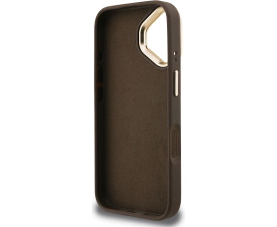 Guess PU 4G Metal Logo Stand Camera Frame Case Aizsargapvalks priekš iPhone 16 / brūns Neoriģinālie Maciņi
