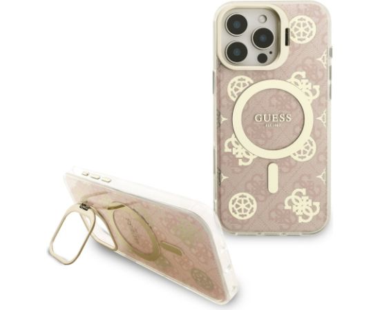 Guess PC/TPU Electroplated Stand Camera Frame MagSafe Case with Interchangeable Backgrounds for iPhone 16 Pro / Max Neoriģinālie Maciņi