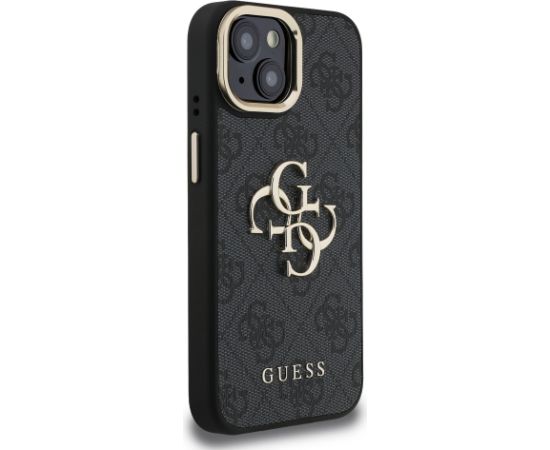 Guess PU 4G Metal Logo Stand Camera Frame Case Защитный чехол для iPhone 15 / чёрный Чехлы - альтернативные