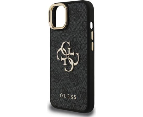 Guess PU 4G Metal Logo Stand Camera Frame Case Защитный чехол для iPhone 15 / чёрный Чехлы - альтернативные