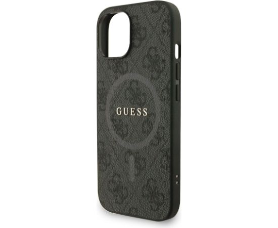 Guess PU Leather 4G Colored Ring Strap MagSafe Case Aizsargapvalks priekš iPhone 13 / melns Neoriģinālie Maciņi