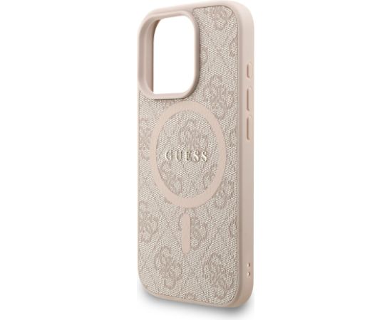 Guess PU Leather 4G Colored Ring Strap MagSafe Case Aizsargapvalks priekš iPhone 16 Pro / rozā Neoriģinālie Maciņi