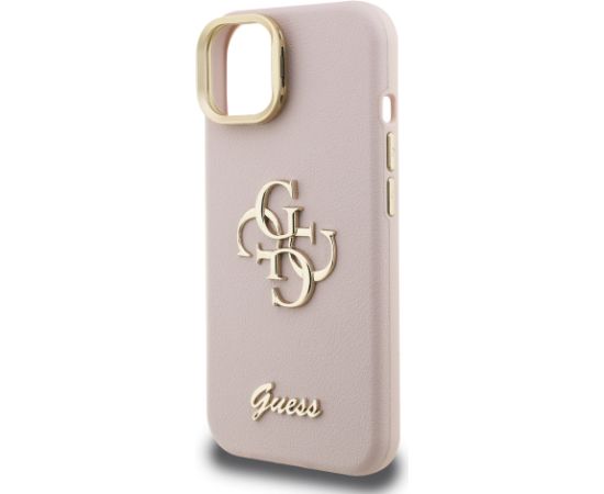Guess PU Grained 4G Logo Stand Camera Frame Case Aizsargapvalks priekš iPhone 13 / rozā Neoriģinālie Maciņi