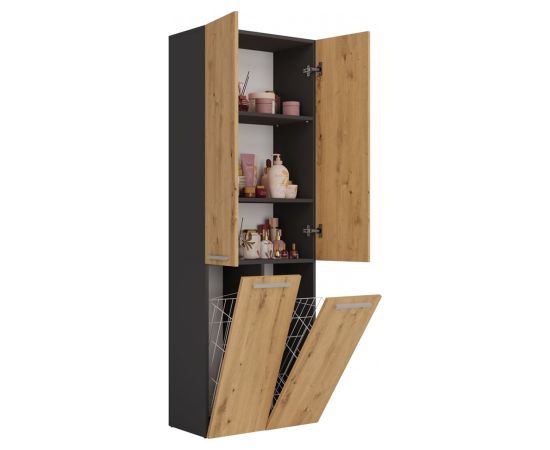 Top E Shop Topeshop NEL 2K DD ANT/ART KP bathroom storage cabinet Graphite, Oak Новинки Для дома и сада 