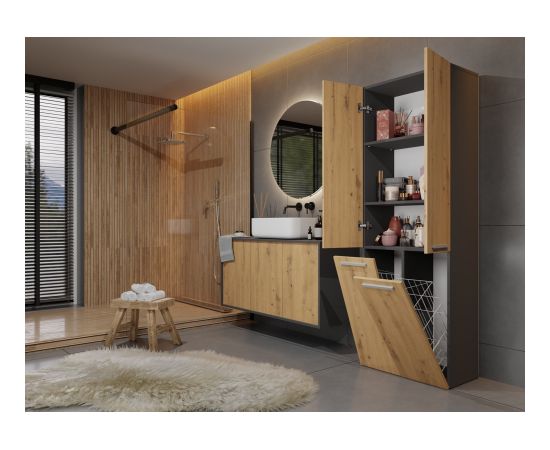 Top E Shop Topeshop NEL 2K DD ANT/ART KP bathroom storage cabinet Graphite, Oak Новинки Для дома и сада 