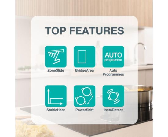 Gorenje GI8432BSCWF Black Built-in 60 cm Zone induction hob 4 zone(s) Jaunumi Sadz. tehnika