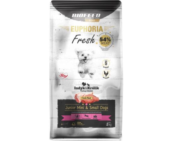 BIOFEED Euphoria Fresh  Junior Mini & Small Turkey with rabbit - dry dog food - 2kg Suņu barība