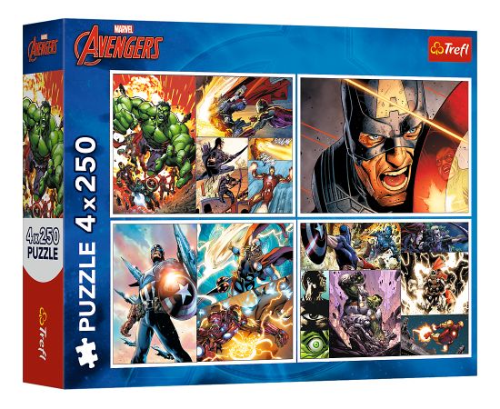 TREFL AVENGERS Комплект пазлов, 4x250 шт. Пазлы