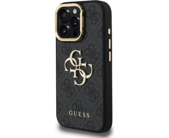 Guess PU 4G Metal Logo Stand Camera Frame Case Защитный чехол для iPhone 15 Pro / чёрный Чехлы - альтернативные