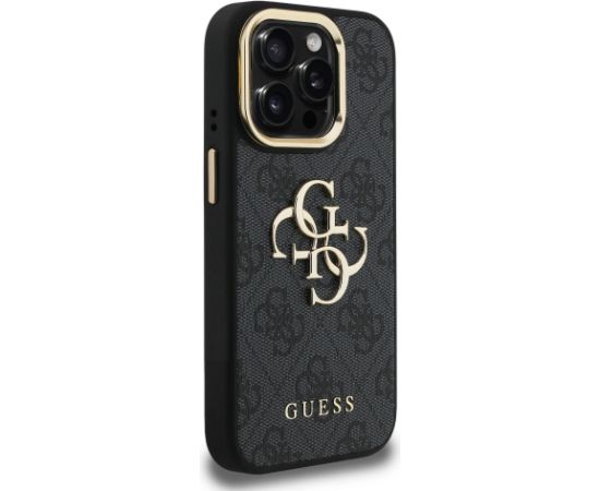 Guess PU 4G Metal Logo Stand Camera Frame Case Защитный чехол для iPhone 15 Pro / чёрный Чехлы - альтернативные