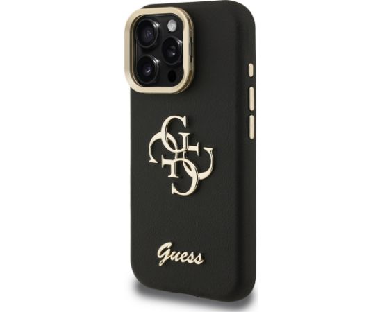 Guess PU Grained 4G Logo Stand Camera Frame Case Защитный чехол для iPhone 15 Pro Max / чёрный Чехлы - альтернативные