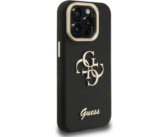 Guess PU Grained 4G Logo Stand Camera Frame Case Защитный чехол для iPhone 15 Pro Max / чёрный Чехлы - альтернативные