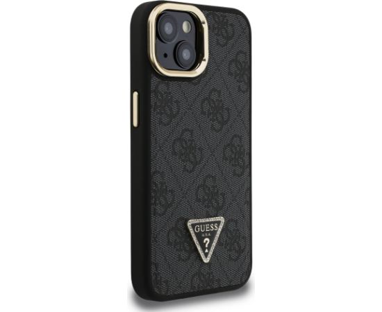 Guess PU 4G Strass Triangle Logo Stand Camera Frame MagSafe Case Защитный чехол для iPhone 13 / чёрный Чехлы - альтернативные